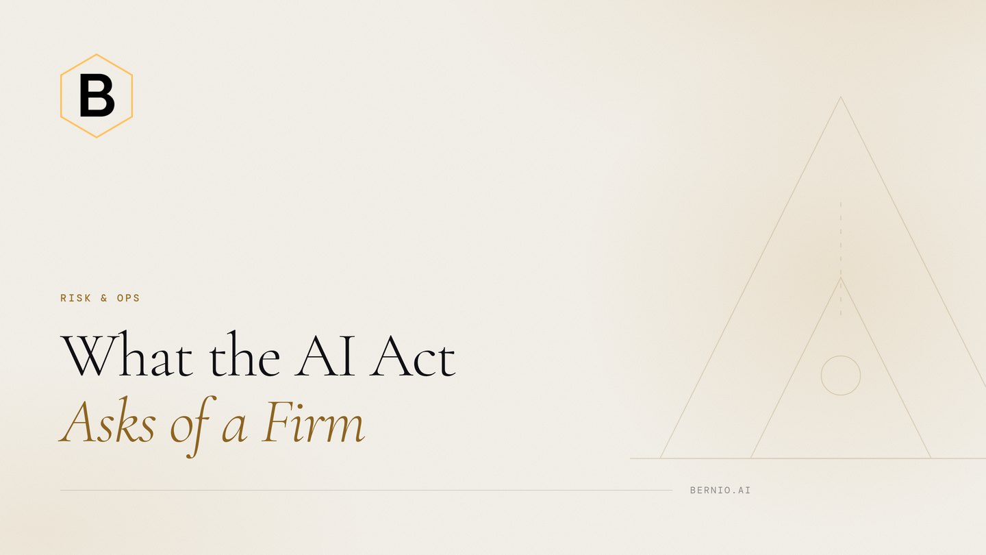 Cover for “What the AI Act Asks of a Firm”